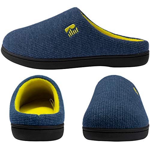 RockDove Men's Original Two-Tone Memory Foam Slipper, Size 10/11 UK Men, Dark Grey and Blue