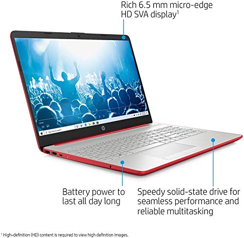 2021 Newest HP 15 15.6” HD Display Laptop Notebook, Intel Pentium Gold 6405U 2.4 GHz, 8GB DDR4 RAM, 128GB SSD, HDMI, USB-C, WiFi, Webcam, Win10, Scarlet Red +AllyFlex Mousepad, Online Class Ready