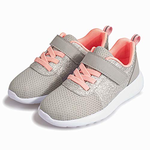 Mädchen Schuhe Kinder Turnschuhe Glitzer Sportschuhe Laufschuhe Hallenschuhe Sneakers Klettverschluss Tennisschuhe Festliche für Jugendliche,31.5 EU,Schwarz