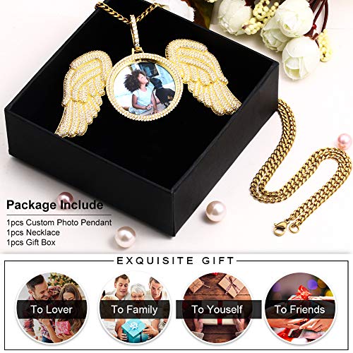 TUHE Personalized Picture/Photo Pendant Necklace Women Men Hip Hop Jewelry Heart-Shaped Custom Memory Medallion Necklace Gold Silver Rope Chain