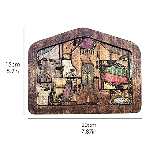 Nativity Puzzle with Wood Burned Design Wooden Jesus Puzzles Game for Adults and Kids Unique Shaped Pieces Gift Family Creative Game Toys Gift Challenging Educational Artwork Collection Puzzle