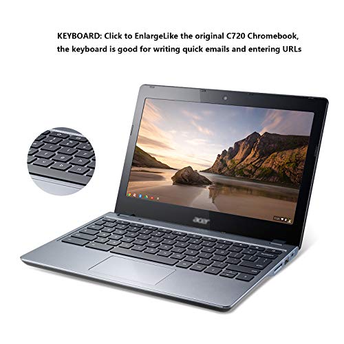 Used Well Condition Chromebook c720 Laptop with Computer Skin in A Cover 11.6-inch 2GB RAM 32GB eMMC (with USB Mouse- Touch pad Can't Work)- Celeron 2955U - Chrome OS