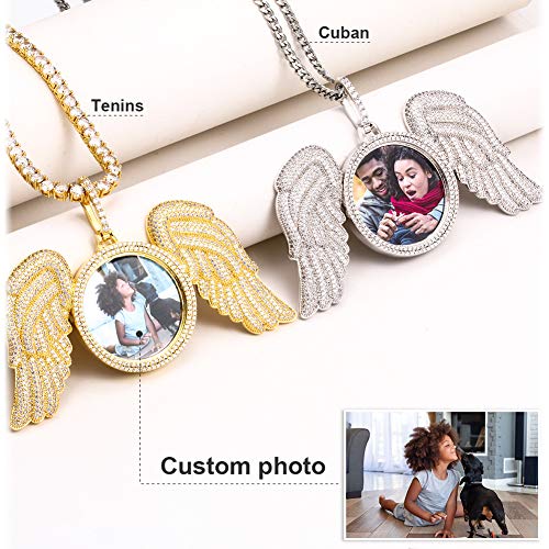 TUHE Personalized Picture/Photo Pendant Necklace Women Men Hip Hop Jewelry Heart-Shaped Custom Memory Medallion Necklace Gold Silver Rope Chain