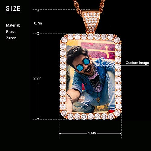 TUHE Personalized Picture/Photo Pendant Necklace Women Men Hip Hop Jewelry Heart-Shaped Custom Memory Medallion Necklace Gold Silver Rope Chain