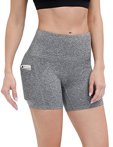 ALONG FIT Yoga Shorts for Women High Waisted Running Yoga Shorts with Pockets 2 Pack