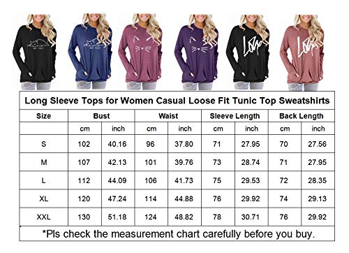 ELF QUEEN Womens Kangaroo Pocket Pull Over T Shirt Round Neck Big Pocket Tunic Leisure Spring Top Purple Medium