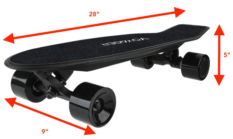 Voyager Neutrino Compact Electric Skateboard with Bluetooth Remote, Powerful 350W Brushless Electric Motor, 12.5 MPH Max Speed, 7 Mile Range (Black)